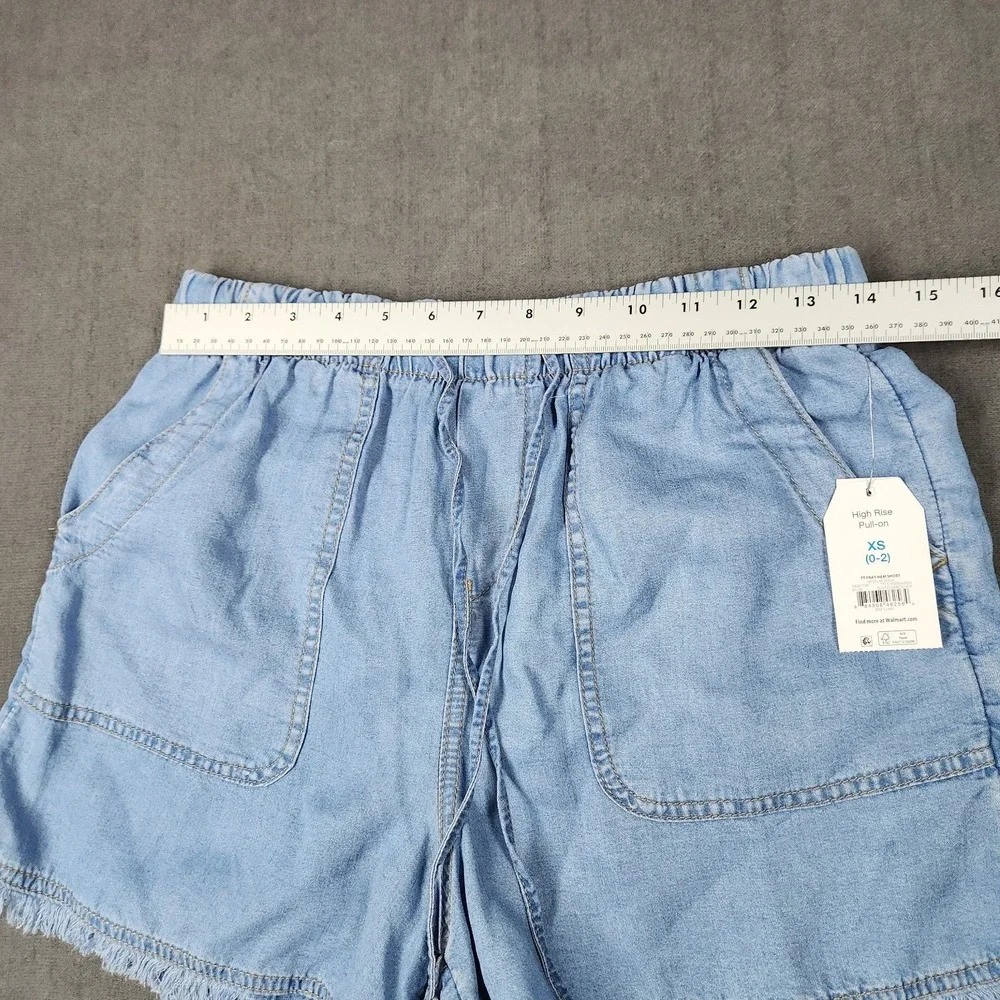 Time & Tru Shorts Womens Size XS Pull On High Rise Tencel Light Blue NWT - Picture 5 of 10